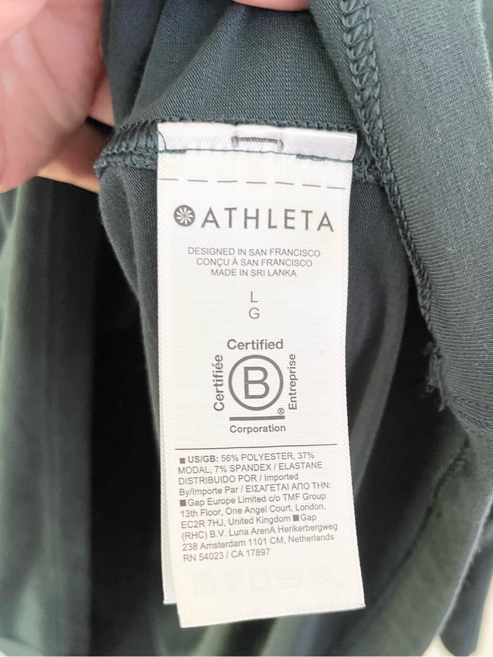 Athleta Long Sleeve Top Cypress Green With Ease Tee L Large Workout Wicking Dry - Picture 12 of 12